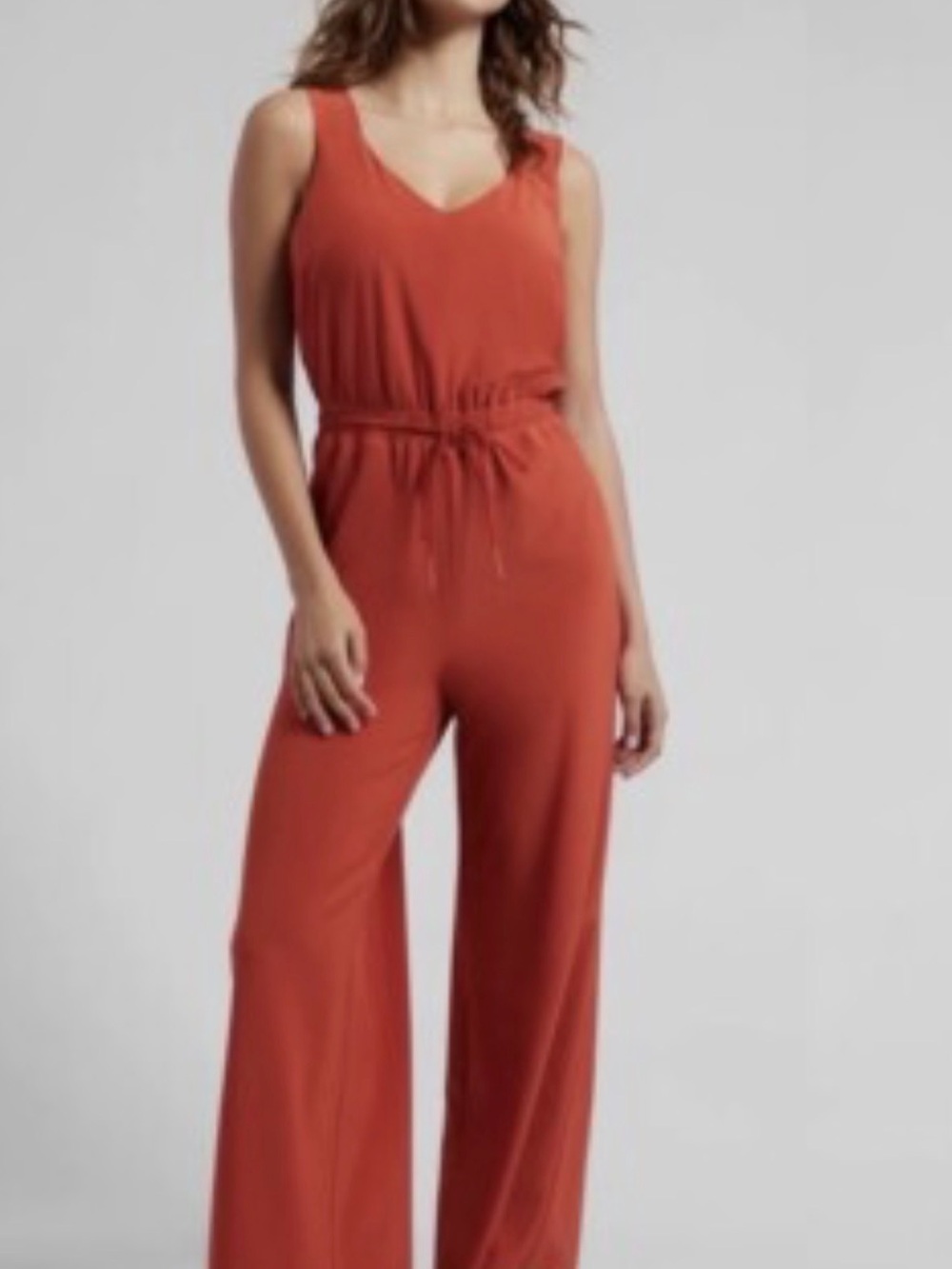 Athleta Sleeveless Wide-Leg Jumpsuit - Rust Orange